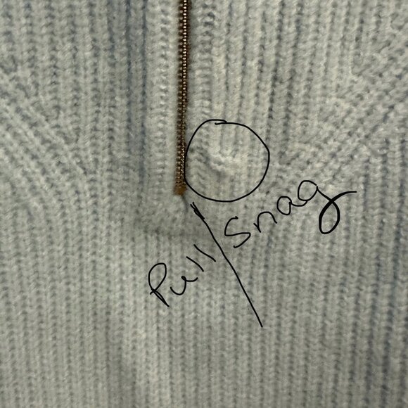 WHBM Novelty Sleeve Half Zip Pullover Color Glass ( Light Blue ) Size M - Picture 4 of 13